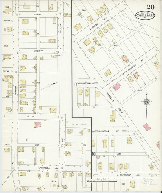 Sanborn Fire Insurance Map from Connellsville, Fayette County, Pennsylvania (1914), Sheet #0020 - Historic Sanborn Fire Insurance Map Print, vintage old map wall art, antique decor, genealogy gift, Pennsylvania Pennsylvania map