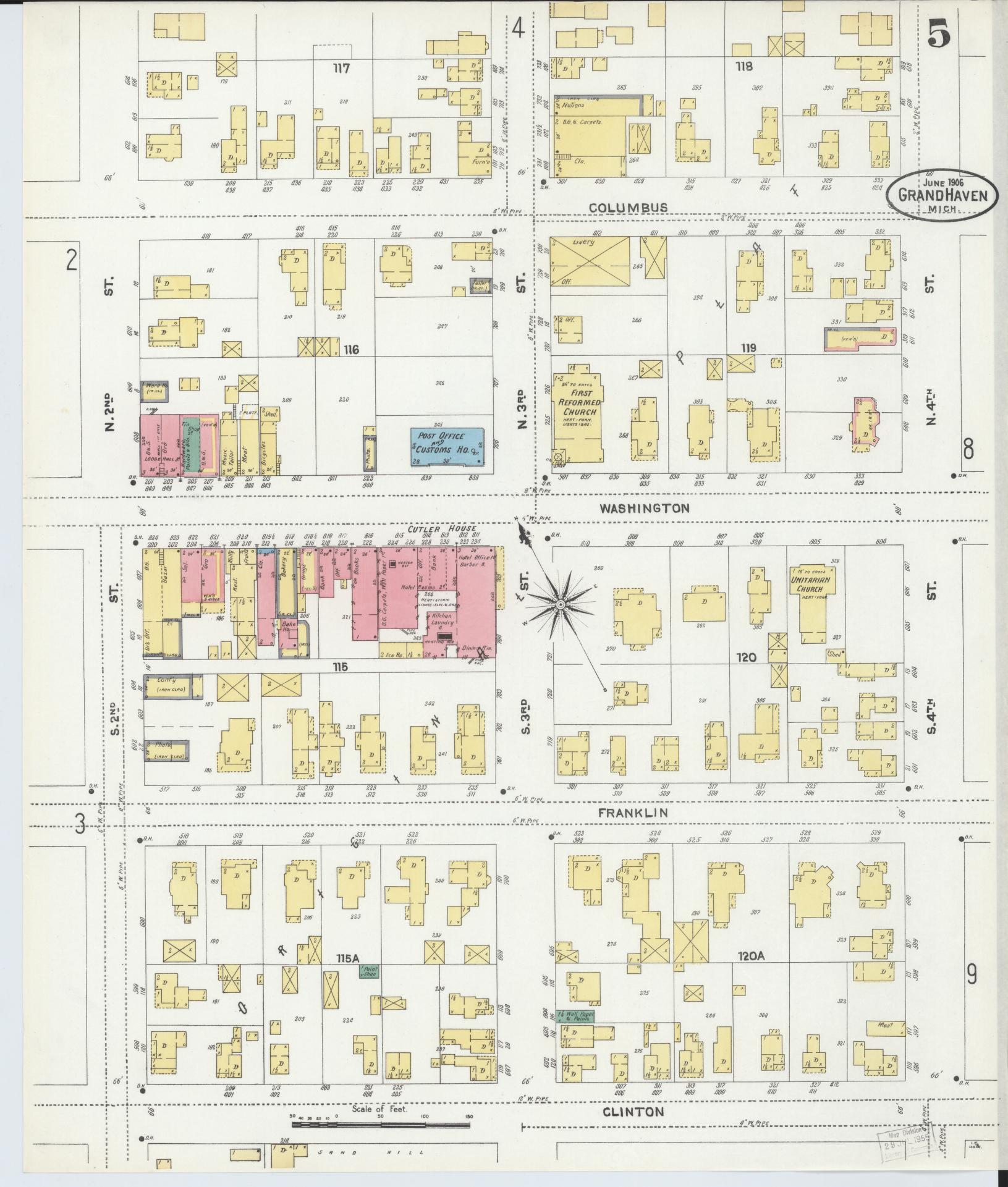 Sanborn Fire Insurance Map from Grand Haven, Ottawa County, Michigan (1906), Sheet #0005 - Complete Map Set gallery image, historic Sanborn map, vintage wall art, Michigan Michigan