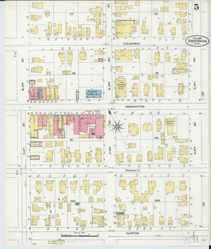 Sanborn Fire Insurance Map from Grand Haven, Ottawa County, Michigan (1906), Sheet #0005 - Complete Map Set gallery image, historic Sanborn map, vintage wall art, Michigan Michigan