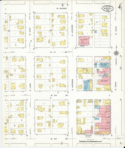 Sanborn Fire Insurance Map from Pratt, Pratt County, Kansas (1916), Sheet #0004 - Complete Map Set gallery image, historic Sanborn map, vintage wall art, Kansas Kansas