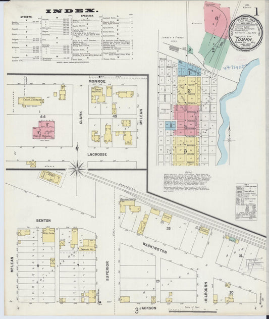 Sanborn Fire Insurance Map from Tomah, Monroe County, Wisconsin (1897), Sheet #0001 - Historic Sanborn Fire Insurance Map Print, vintage old map wall art, antique decor, genealogy gift, Wisconsin Wisconsin map