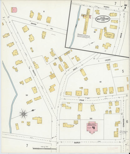 Sanborn Fire Insurance Map from Southbridge, Worcester County, Massachusetts (1904), Sheet #0007 - Complete Map Set gallery image, historic Sanborn map, vintage wall art, Massachusetts Massachusetts
