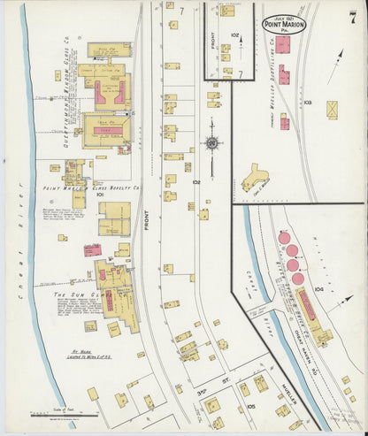 Sanborn Fire Insurance Map from Point Marion, Fayette County, Pennsylvania (1921), Sheet #0007 - Historic Sanborn Fire Insurance Map Print, vintage old map wall art, antique decor, genealogy gift, Pennsylvania Pennsylvania map