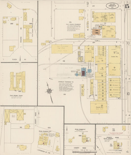 Sanborn Fire Insurance Map from Arcata, Humboldt County, California (1919), Sheet #0015 - Historic Sanborn Fire Insurance Map Print, vintage old map wall art, antique decor, genealogy gift, California California map
