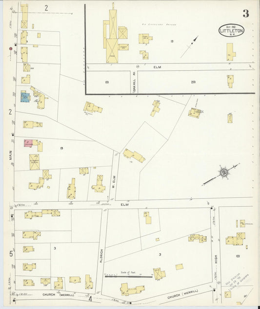 Sanborn Fire Insurance Map from Littleton, Grafton County, New Hampshire (1912), Sheet #0003 - Historic Sanborn Fire Insurance Map Print, vintage old map wall art, antique decor, genealogy gift, New Hampshire New Hampshire map