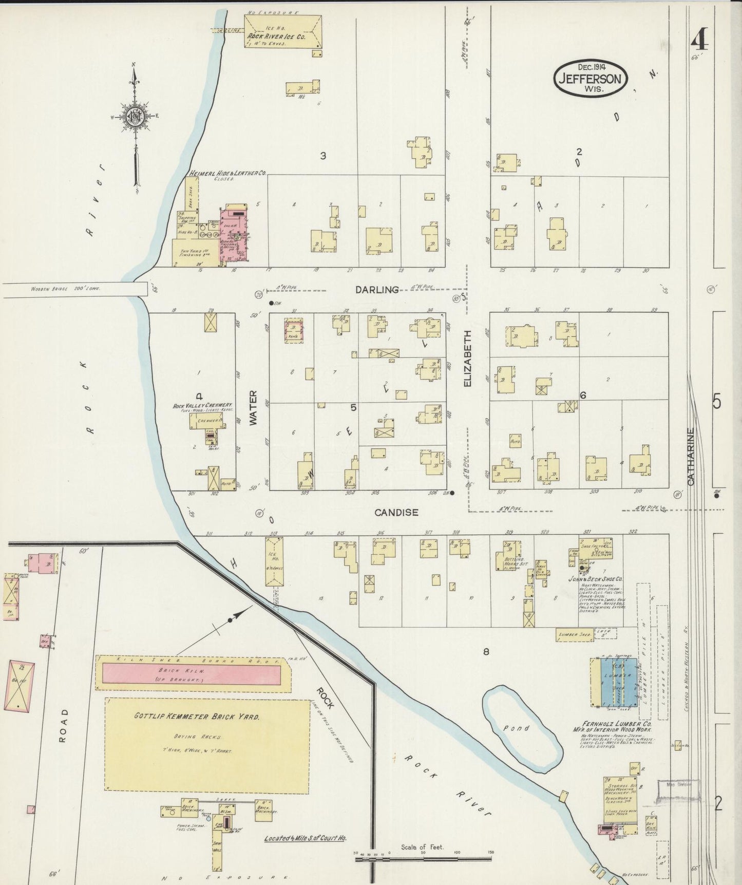 Sanborn Fire Insurance Map from Jefferson, Jefferson County, Wisconsin (1914), Sheet #0004 - Complete Map Set gallery image, historic Sanborn map, vintage wall art, Wisconsin Wisconsin