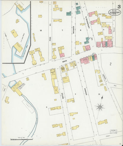 Sanborn Fire Insurance Map from Searsport, Waldo County, Maine (1901), Sheet #0003 - Complete Map Set gallery image, historic Sanborn map, vintage wall art, Maine Maine