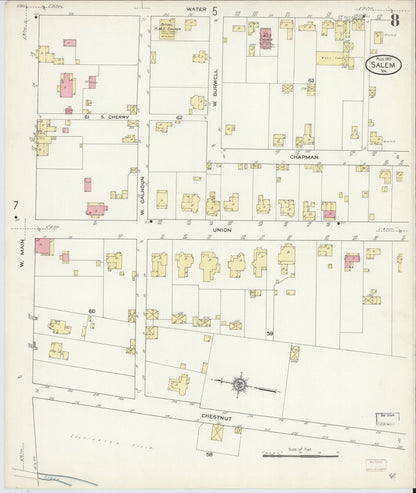 Sanborn Fire Insurance Map from Salem, Independent Cities, Virginia (1913), Sheet #0008 - Complete Map Set gallery image, historic Sanborn map, vintage wall art, Virginia Virginia