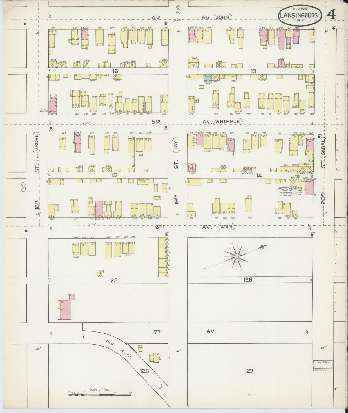 Sanborn Fire Insurance Map from Lansingburg, Rensselaer County, New York (1892), Sheet #0004 - Complete Map Set gallery image, historic Sanborn map, vintage wall art, New York New York