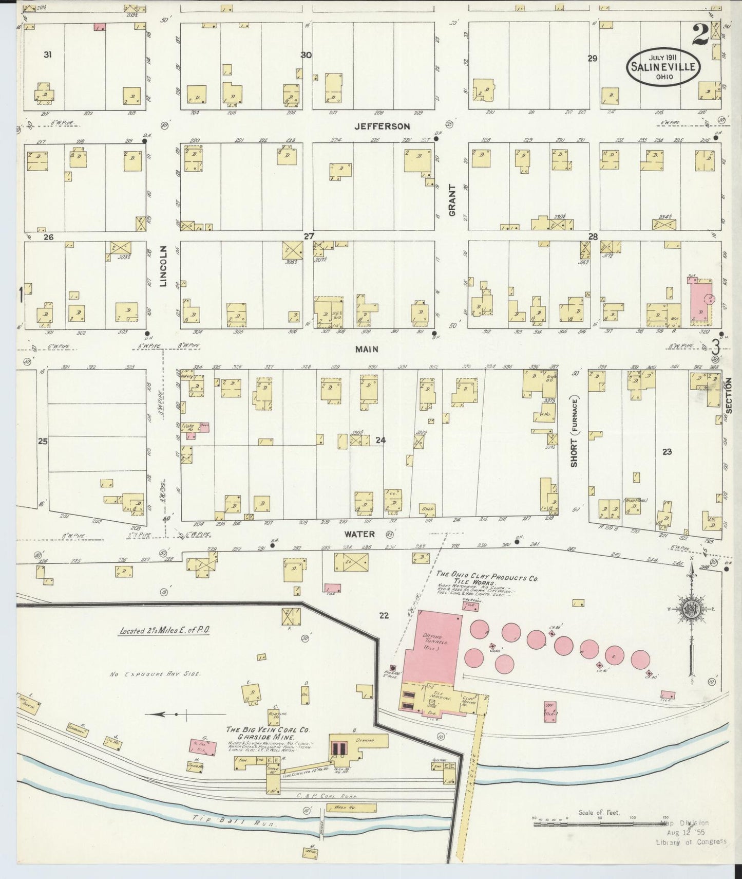 Sanborn Fire Insurance Map from Salineville, Columbiana County, Ohio (1911), Sheet #0002 - Complete Map Set gallery image, historic Sanborn map, vintage wall art, Ohio Ohio