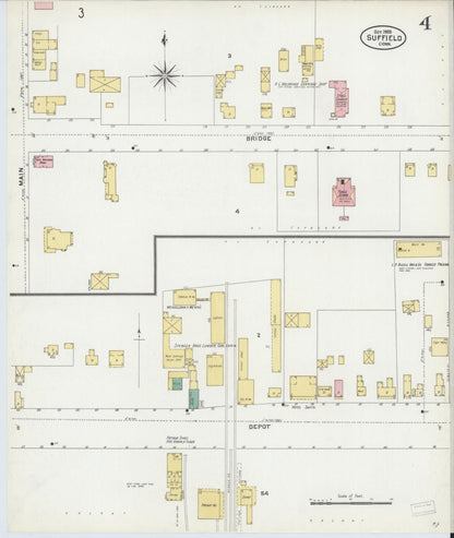 Sanborn Fire Insurance Map from Suffield, Hartford County, Connecticut (1905), Sheet #0004 - Complete Map Set gallery image, historic Sanborn map, vintage wall art, Connecticut Connecticut