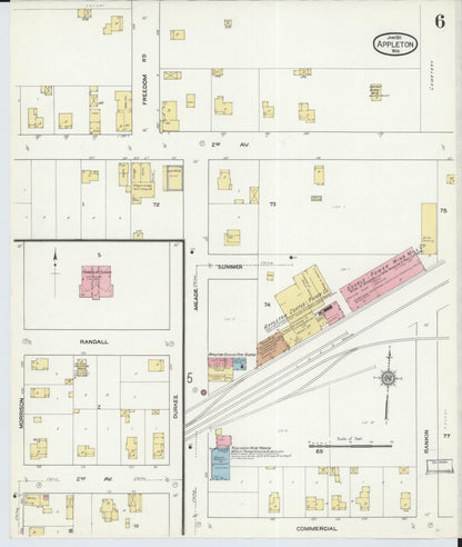 Sanborn Fire Insurance Map from Appleton, Outagamie County, Wisconsin (1911), Sheet #0006 - Complete Map Set gallery image, historic Sanborn map, vintage wall art, Wisconsin Wisconsin