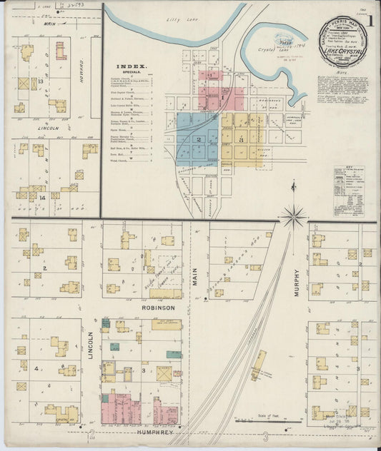 Sanborn Fire Insurance Map from Lake Crystal, Blue Earth County, Minnesota (1894), Sheet #0001 - Historic Sanborn Fire Insurance Map Print, vintage old map wall art, antique decor, genealogy gift, Minnesota Minnesota map