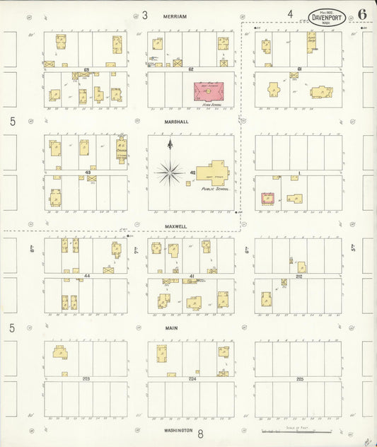 Sanborn Fire Insurance Map from Davenport, Lincoln County, Washington (1902), Sheet #0006 - Historic Sanborn Fire Insurance Map Print, vintage old map wall art, antique decor, genealogy gift, Washington Washington map