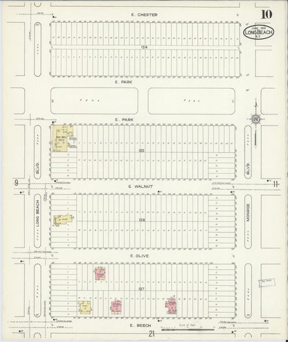 Sanborn Fire Insurance Map from Long Beach, Nassau County, New York (1914), Sheet #0010 - Complete Map Set gallery image, historic Sanborn map, vintage wall art, New York New York