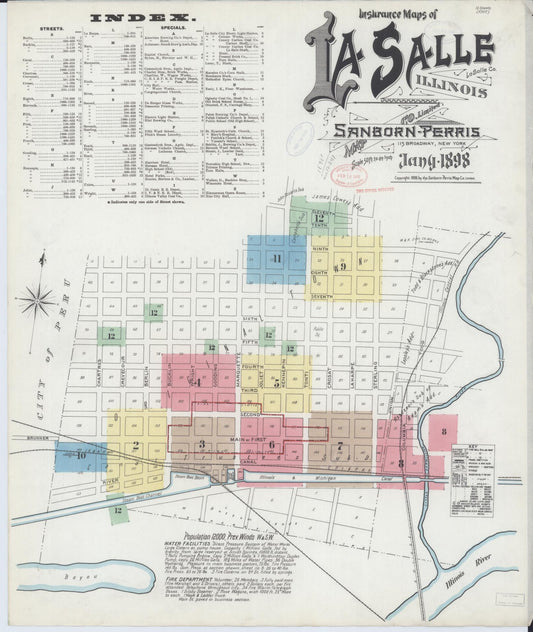 Sanborn Fire Insurance Map from La Salle, La Salle County, Illinois (1898), Sheet #0001 - Complete Map Set gallery image, historic Sanborn map, vintage wall art, Illinois Illinois