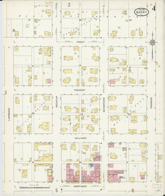 Sanborn Fire Insurance Map from Barry, Pike County, Illinois (1913), Sheet #0004 - Historic Sanborn Fire Insurance Map Print, vintage old map wall art, antique decor, genealogy gift, Illinois Illinois map