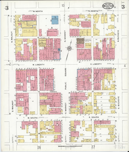 Sanborn Fire Insurance Map from Wooster, Wayne County, Ohio (1923), Sheet #0003 - Historic Sanborn Fire Insurance Map Print, vintage old map wall art, antique decor, genealogy gift, Ohio Ohio map