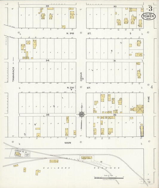 Sanborn Fire Insurance Map from Tower, Saint Louis County, Minnesota (1921), Sheet #0003 - Historic Sanborn Fire Insurance Map Print, vintage old map wall art, antique decor, genealogy gift, Minnesota Minnesota map