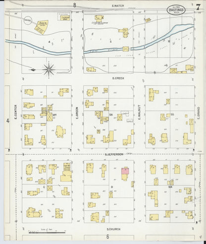 Sanborn Fire Insurance Map from Hastings, Barry County, Michigan (1900), Sheet #0007 - Complete Map Set gallery image, historic Sanborn map, vintage wall art, Michigan Michigan