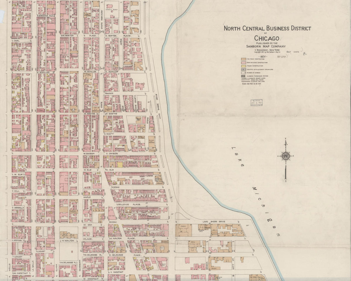 Sanborn Fire Insurance Map from Chicago, Cook County, Illinois (1927), Sheet #0001 - Historic Sanborn Fire Insurance Map Print, vintage old map wall art, antique decor, genealogy gift, Illinois Illinois map
