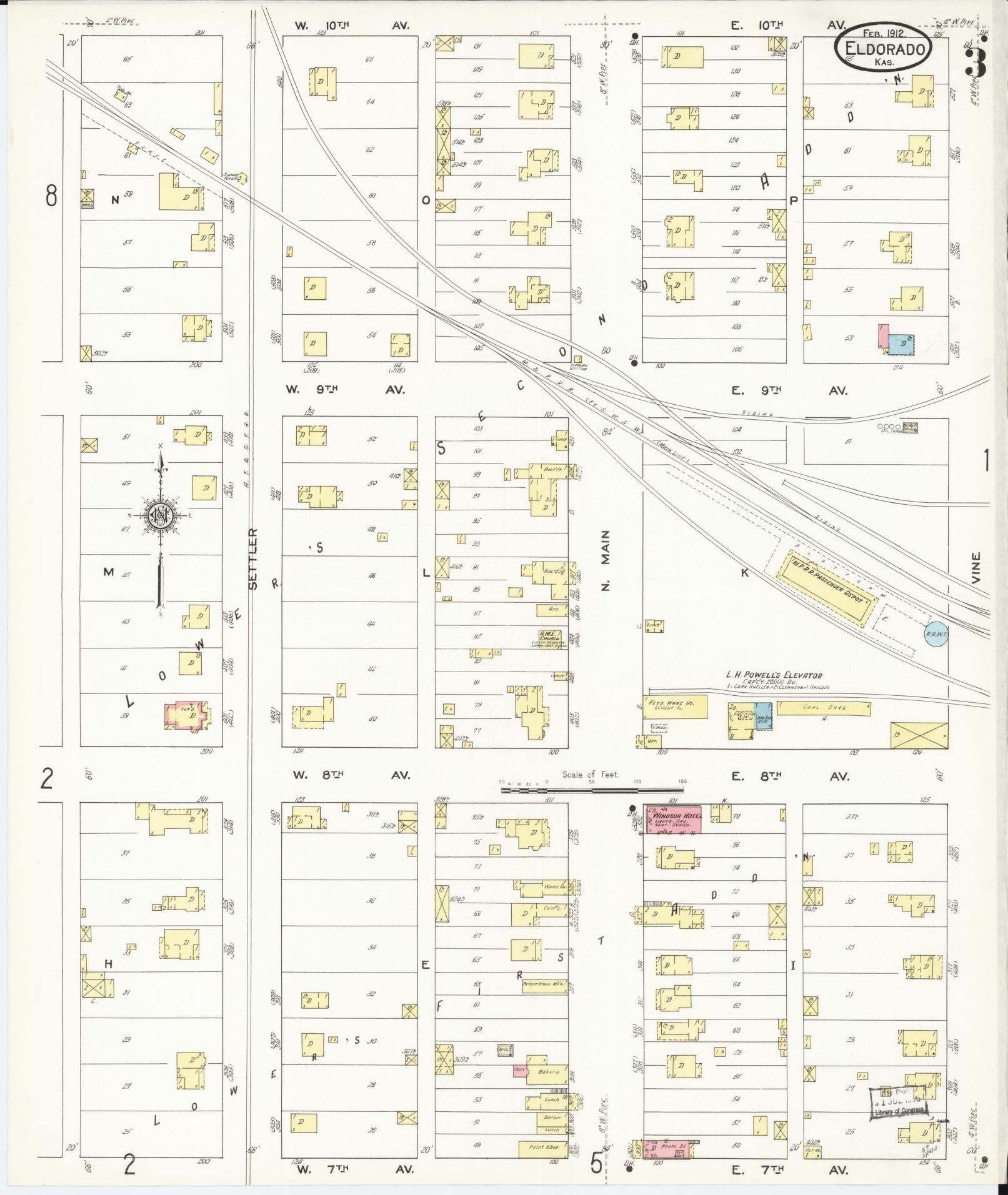 Sanborn Fire Insurance Map from El Dorado, Butler County, Kansas (1912), Sheet #0003 - Complete Map Set gallery image, historic Sanborn map, vintage wall art, Kansas Kansas