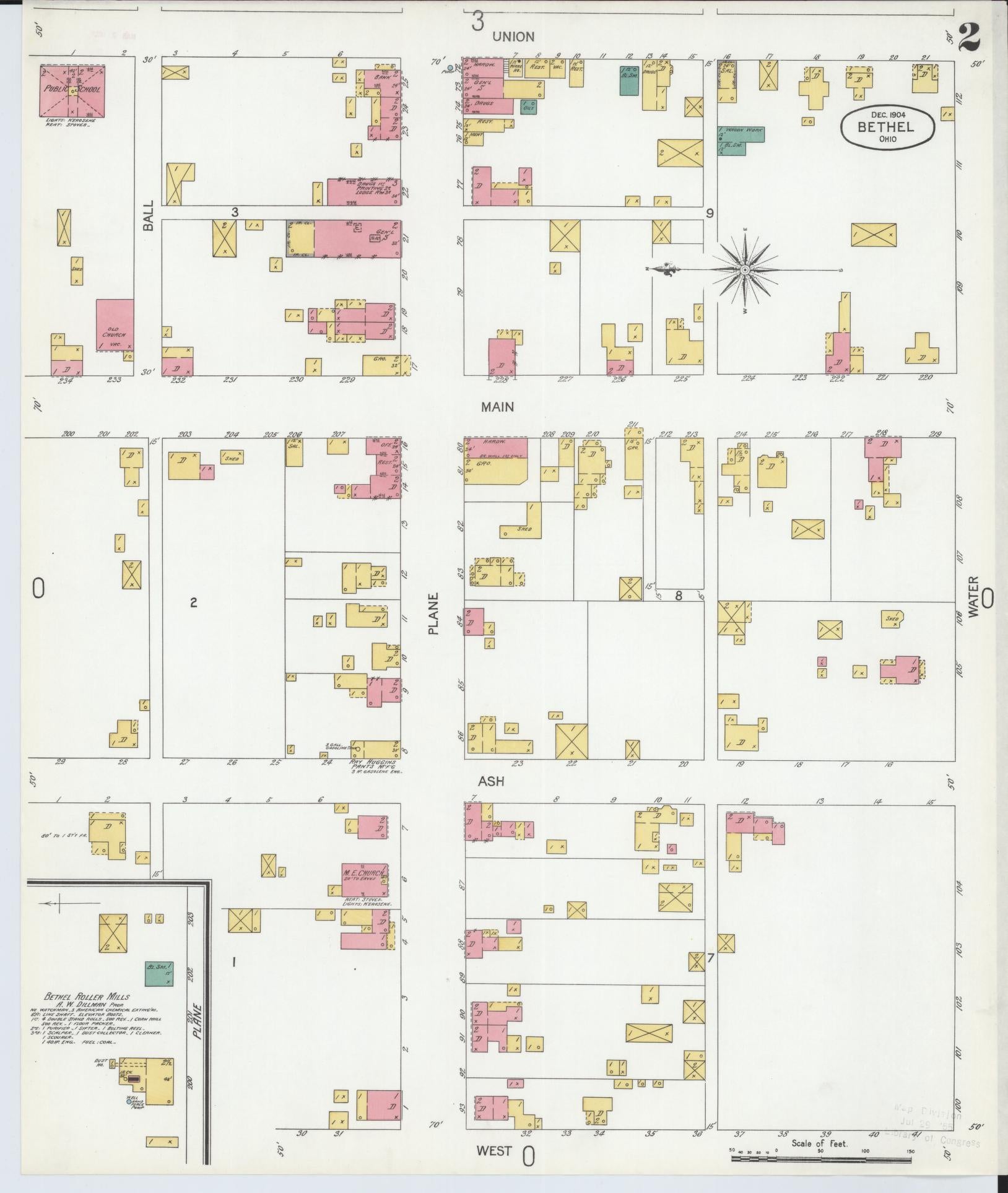 Sanborn Fire Insurance Map from Bethel, Clermont County, Ohio (1904), Sheet #0002 - Complete Map Set gallery image, historic Sanborn map, vintage wall art, Ohio Ohio