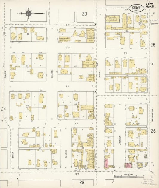 Sanborn Fire Insurance Map from Baker, Baker County, Oregon (1911), Sheet #0025 - Historic Sanborn Fire Insurance Map Print, vintage old map wall art, antique decor, genealogy gift, Oregon Oregon map