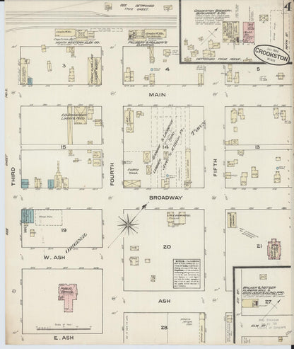 Sanborn Fire Insurance Map from Crookston, Polk County, Minnesota (1884), Sheet #0004 - Historic Sanborn Fire Insurance Map Print, vintage old map wall art, antique decor, genealogy gift, Minnesota Minnesota map