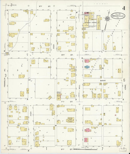 Sanborn Fire Insurance Map from Brookville, Franklin County, Indiana (1913), Sheet #0004 - Complete Map Set gallery image, historic Sanborn map, vintage wall art, Indiana Indiana