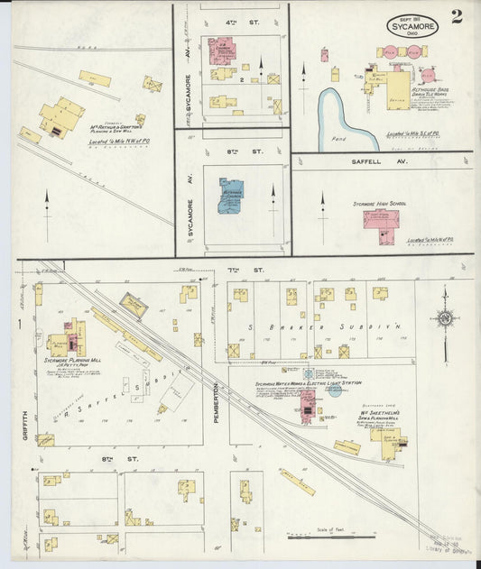 Sanborn Fire Insurance Map from Sycamore, Wyandot County, Ohio (1911), Sheet #0002 - Historic Sanborn Fire Insurance Map Print, vintage old map wall art, antique decor, genealogy gift, Ohio Ohio map