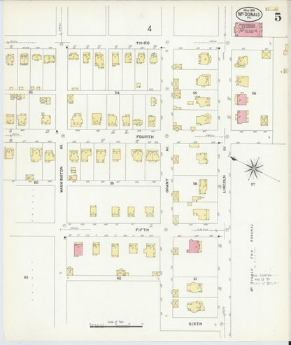 Sanborn Fire Insurance Map from McDonald, Washington County, Pennsylvania (1908), Sheet #0005 - Complete Map Set gallery image, historic Sanborn map, vintage wall art, Pennsylvania Pennsylvania