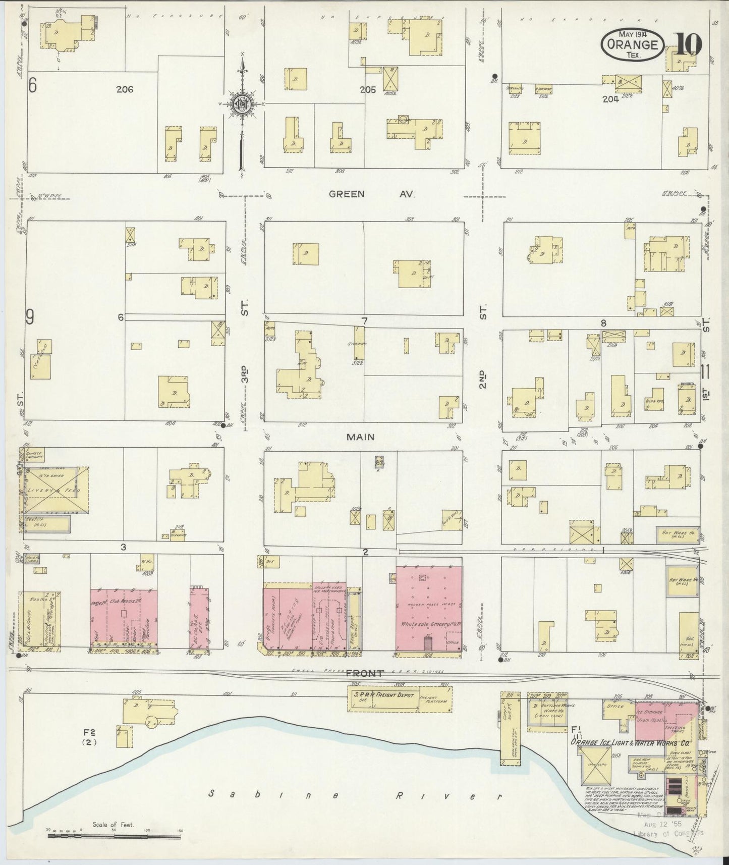 Sanborn Fire Insurance Map from Orange, Orange County, Texas (1914), Sheet #0010 - Complete Map Set gallery image, historic Sanborn map, vintage wall art, Texas Texas