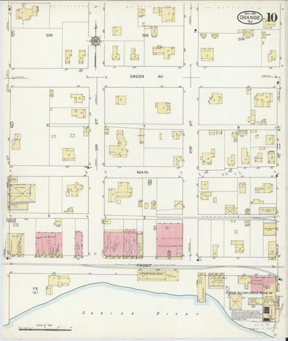 Sanborn Fire Insurance Map from Orange, Orange County, Texas (1914), Sheet #0010 - Complete Map Set gallery image, historic Sanborn map, vintage wall art, Texas Texas