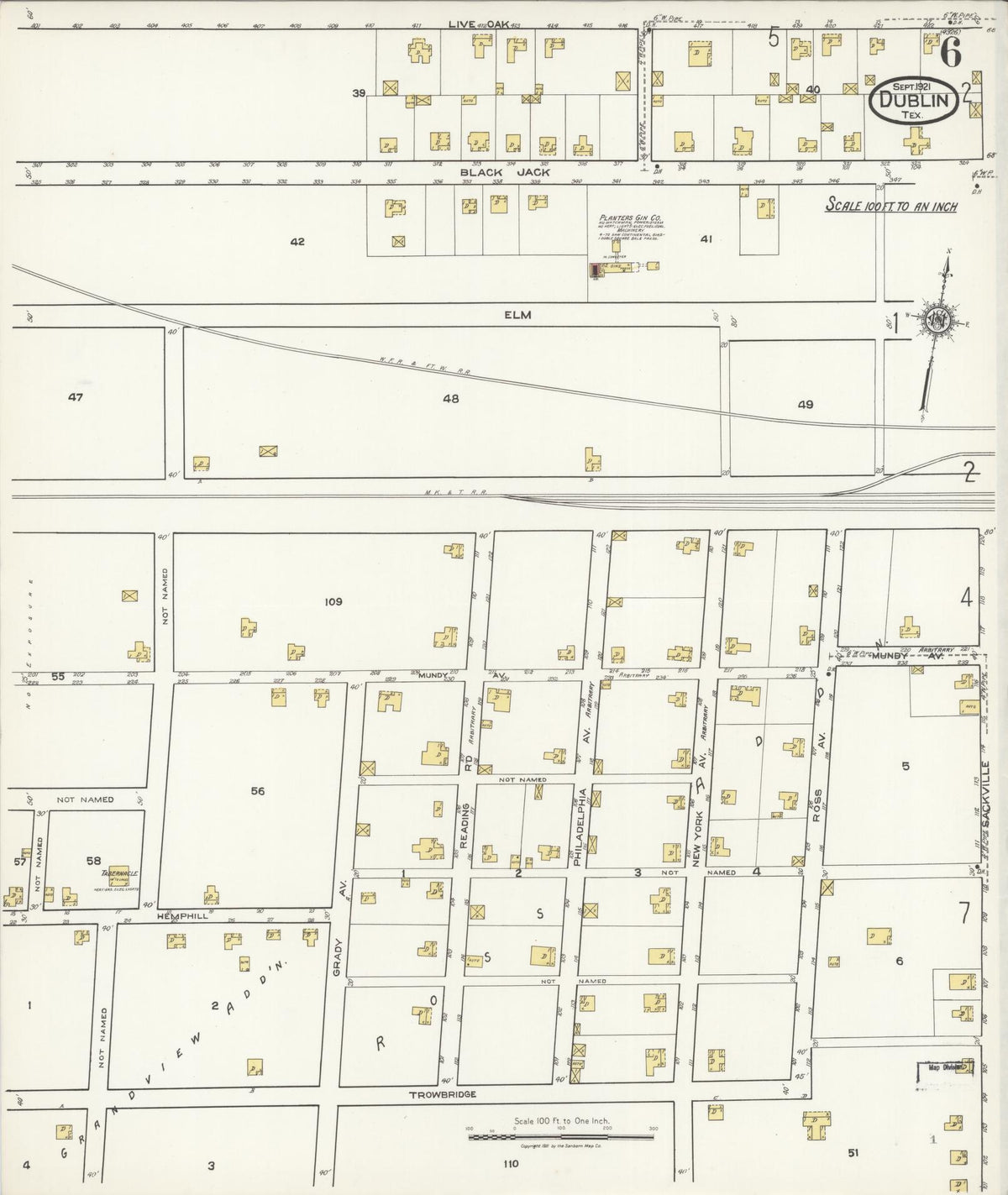 Sanborn Fire Insurance Map from Dublin, Erath County, Texas (1921), Sheet #0006 - Historic Sanborn Fire Insurance Map Print, vintage old map wall art, antique decor, genealogy gift, Texas Texas map