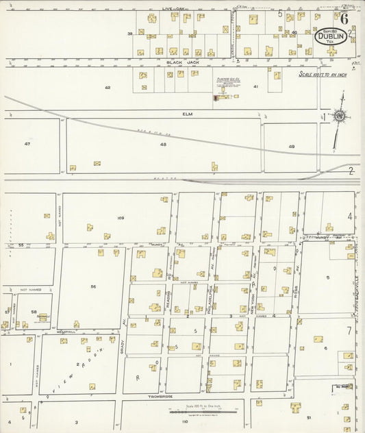 Sanborn Fire Insurance Map from Dublin, Erath County, Texas (1921), Sheet #0006 - Historic Sanborn Fire Insurance Map Print, vintage old map wall art, antique decor, genealogy gift, Texas Texas map