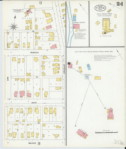 Sanborn Fire Insurance Map from Tiffin, Seneca County, Ohio (1901), Sheet #0024 - Complete Map Set gallery image, historic Sanborn map, vintage wall art, Ohio Ohio