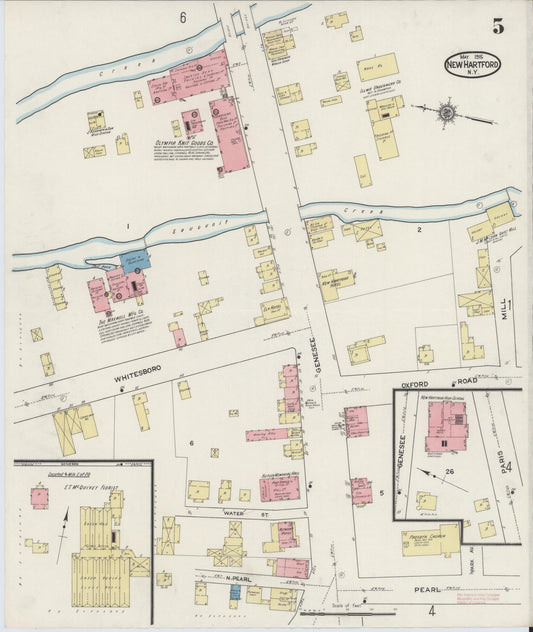 Sanborn Fire Insurance Map from New Hartford, Oneida County, New York (1915), Sheet #0005 - Historic Sanborn Fire Insurance Map Print, vintage old map wall art, antique decor, genealogy gift, New York New York map