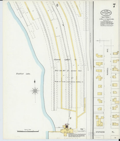 Sanborn Fire Insurance Map from Gaylord, Otsego County, Michigan (1898), Sheet #0007 - Complete Map Set gallery image, historic Sanborn map, vintage wall art, Michigan Michigan