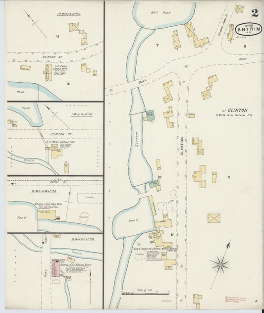 Sanborn Fire Insurance Map from Antrim, Hillsborough County, New Hampshire (1896), Sheet #0002 - Historic Sanborn Fire Insurance Map Print, vintage old map wall art, antique decor, genealogy gift, New Hampshire New Hampshire map