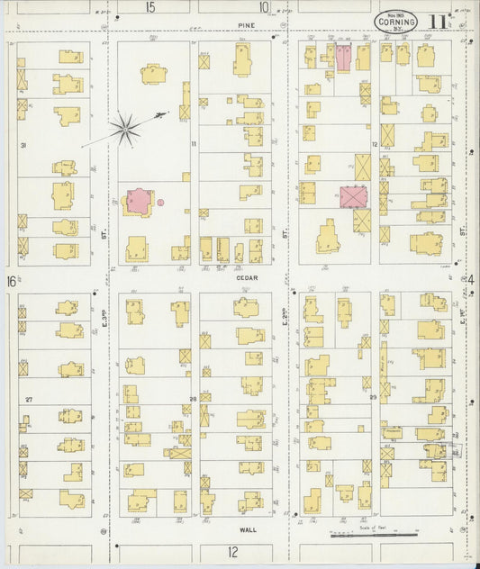 Sanborn Fire Insurance Map from Corning, Steuben County, New York (1903), Sheet #0011 - Historic Sanborn Fire Insurance Map Print, vintage old map wall art, antique decor, genealogy gift, New York New York map