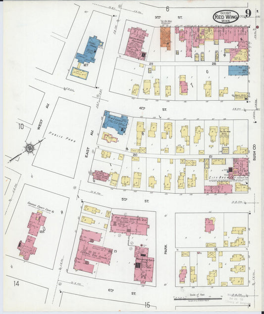Sanborn Fire Insurance Map from Red Wing, Goodhue County, Minnesota (1917), Sheet #0009 - Historic Sanborn Fire Insurance Map Print, vintage old map wall art, antique decor, genealogy gift, Minnesota Minnesota map