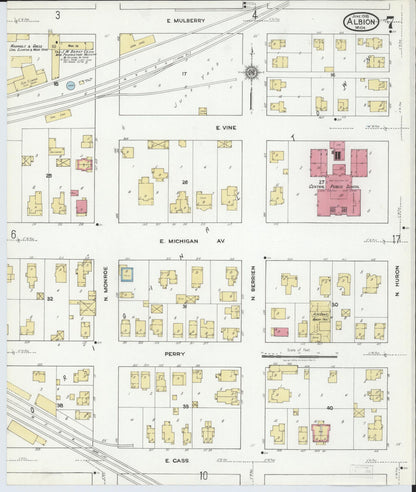Sanborn Fire Insurance Map from Albion, Calhoun County, Michigan (1918), Sheet #0007 - Complete Map Set gallery image, historic Sanborn map, vintage wall art, Michigan Michigan