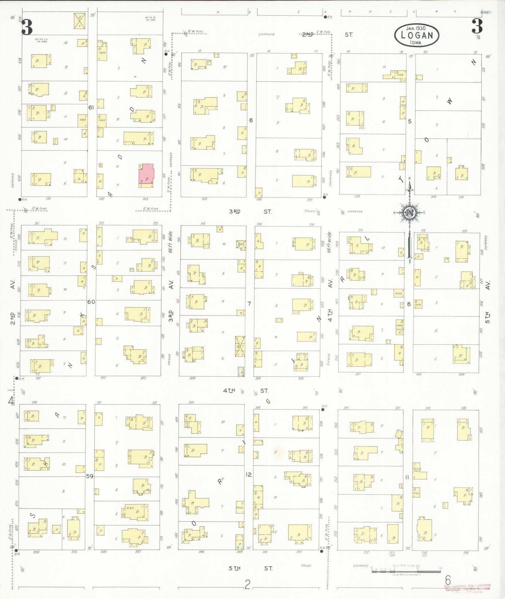 Sanborn Fire Insurance Map from Logan, Harrison County, Iowa (1930), Sheet #0003 - Historic Sanborn Fire Insurance Map Print