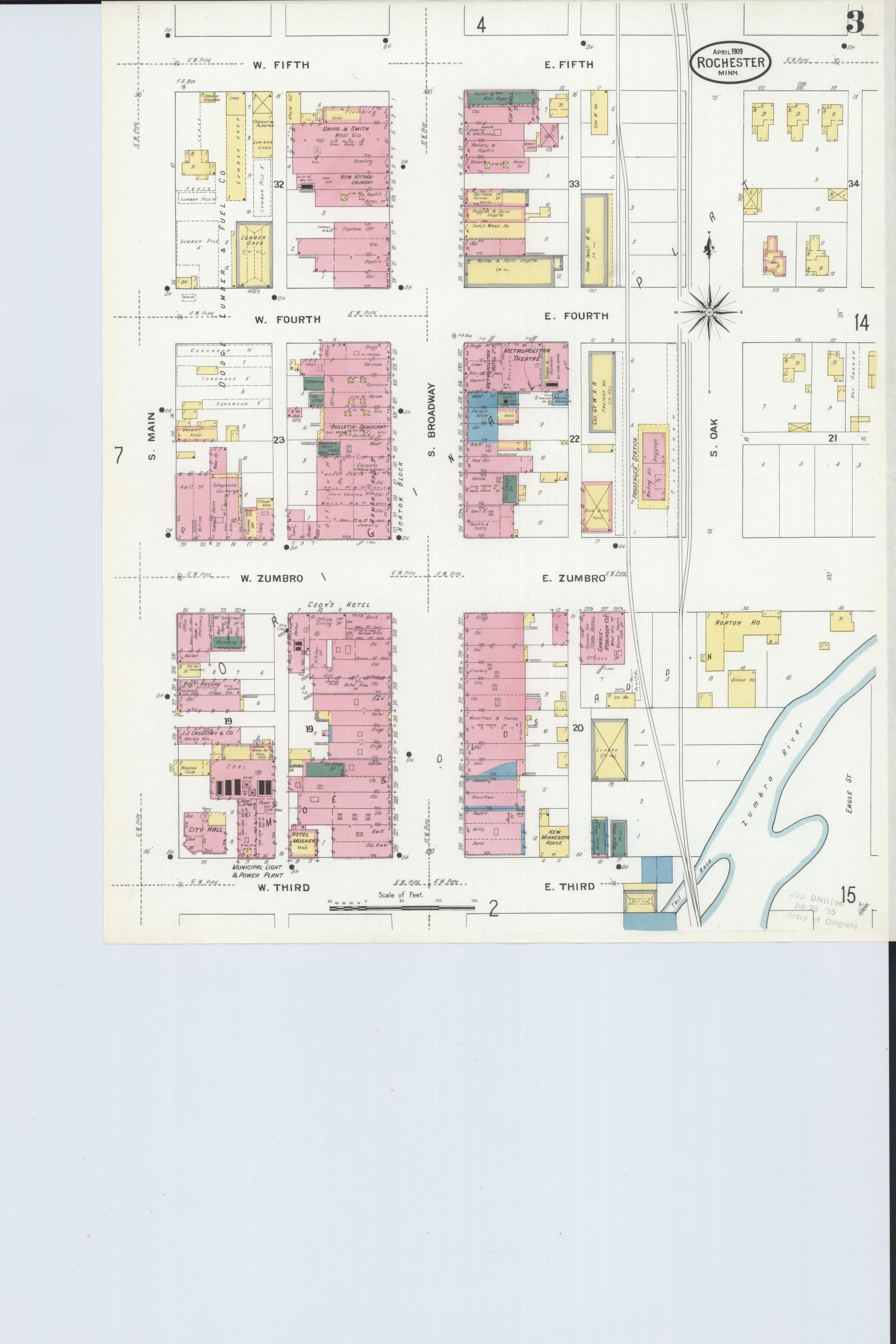 Sanborn Fire Insurance Map from Rochester, Olmsted County, Minnesota (1909), Sheet #0003 - Complete Map Set gallery image, historic Sanborn map, vintage wall art, Minnesota Minnesota