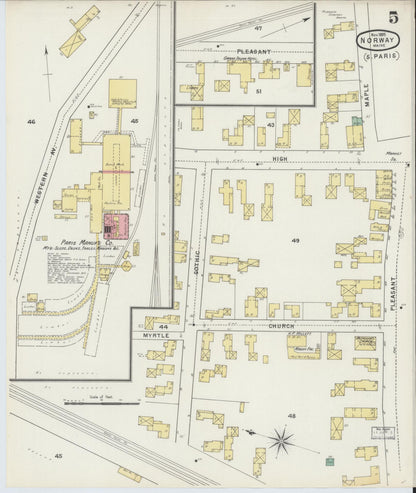Sanborn Fire Insurance Map from Norway, Oxford County, Maine (1895), Sheet #0005 - Complete Map Set gallery image, historic Sanborn map, vintage wall art, Maine Maine