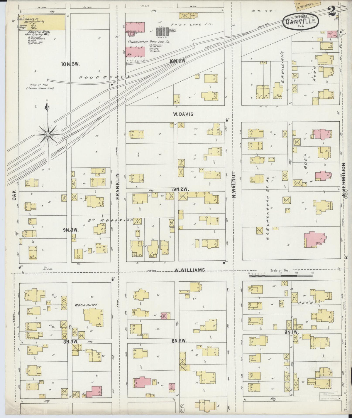 Sanborn Fire Insurance Map from Danville, Vermilion County, Illinois (1895), Sheet #0002 - Complete Map Set gallery image, historic Sanborn map, vintage wall art, Illinois Illinois