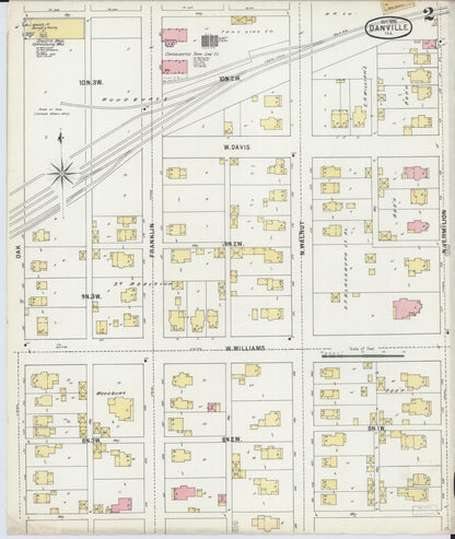Sanborn Fire Insurance Map from Danville, Vermilion County, Illinois (1895), Sheet #0002 - Complete Map Set gallery image, historic Sanborn map, vintage wall art, Illinois Illinois