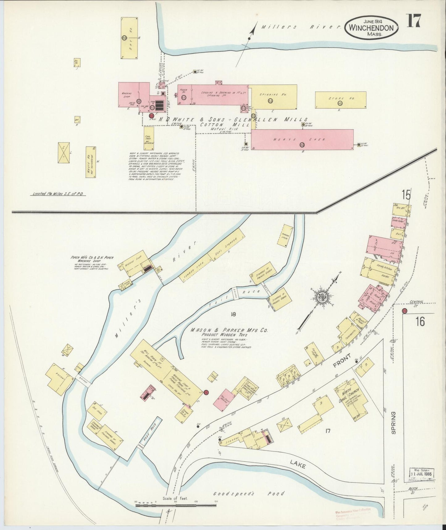 Sanborn Fire Insurance Map from Winchendon, Worcester County, Massachusetts (1914), Sheet #0017 - Complete Map Set gallery image, historic Sanborn map, vintage wall art, Massachusetts Massachusetts