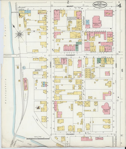Sanborn Fire Insurance Map from Morgantown, Monongalia County, West Virginia (1904), Sheet #0004 - Complete Map Set gallery image, historic Sanborn map, vintage wall art, West Virginia West Virginia